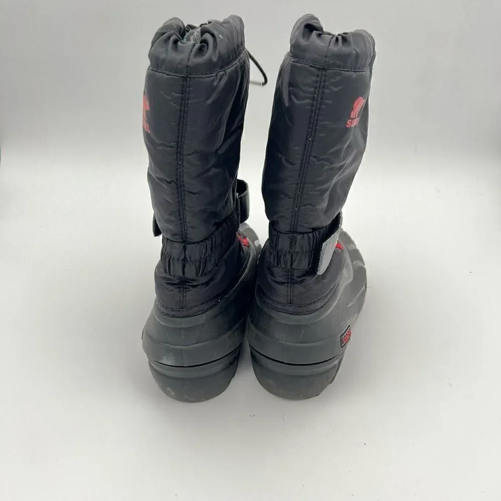 Youth Sorel Flurry Snow Winter Boot Sz US  5 EUR 37 BLACK RED $70 MSRP